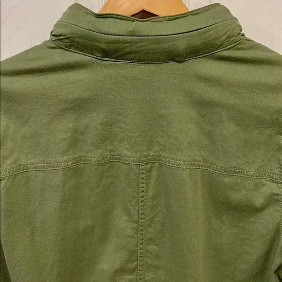 L.L. Bean Women olive green linen blend button down cinch waist jacket sz XL - Picture 5 of 9